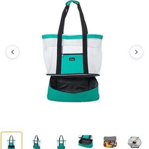 LA CLE NWT Beach cooler tote bag mesh top drawstring zipper cooler under…